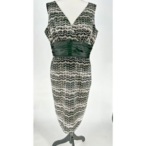 London Times Womens Black & White Dress V Neck Sleeveless Plus Size 18W